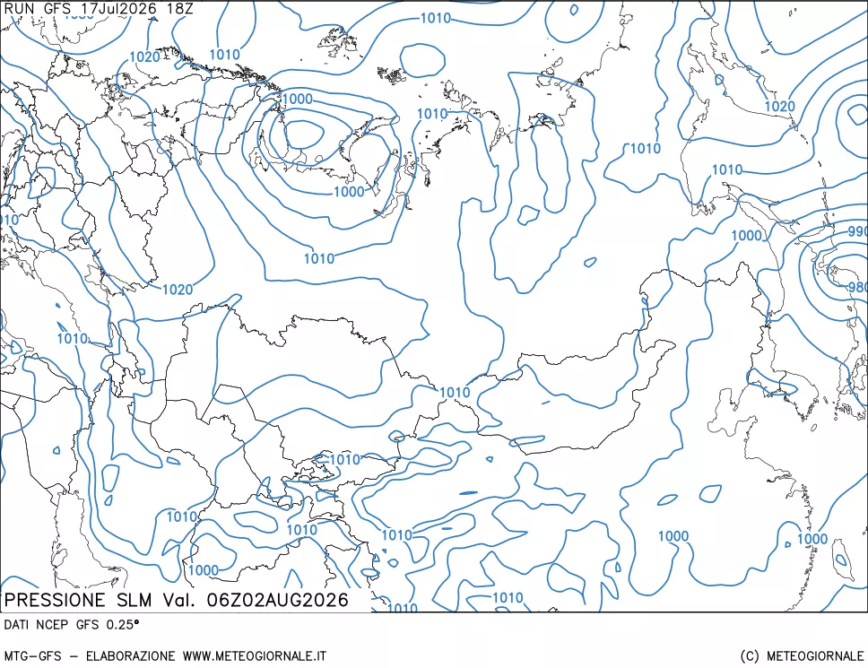 mappa Pressione sul livello del mare