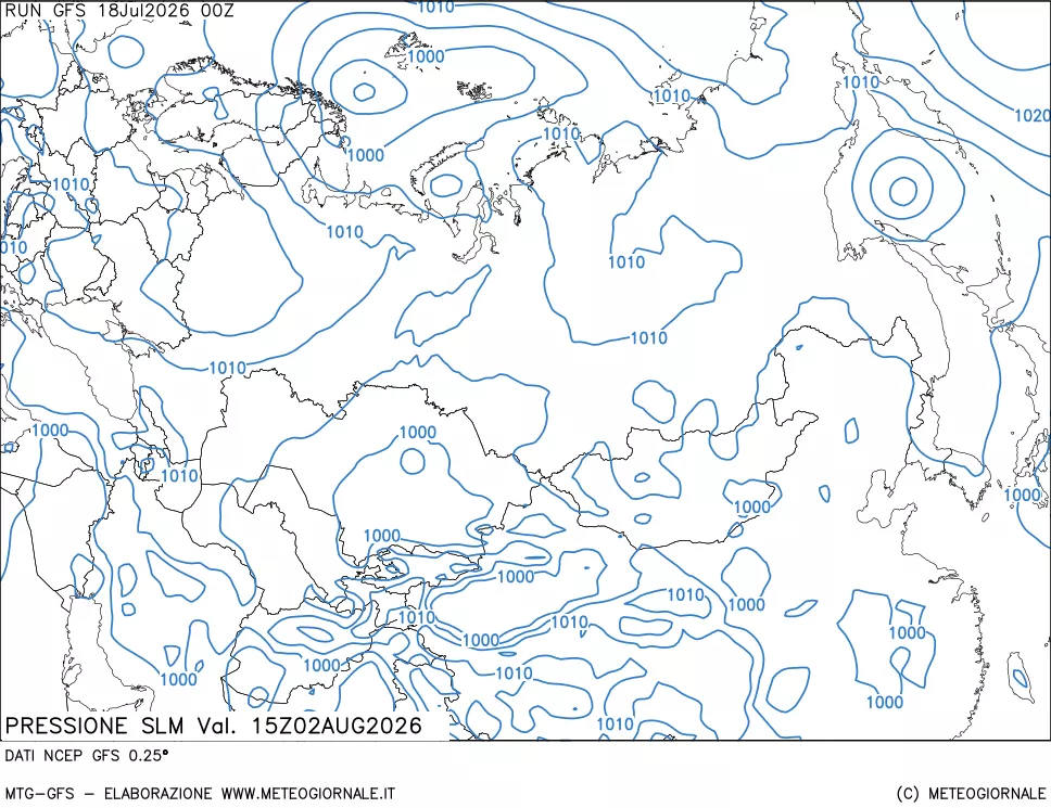 mappa Pressione sul livello del mare