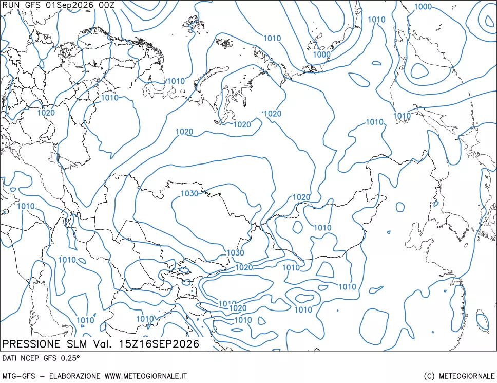 mappa Pressione sul livello del mare