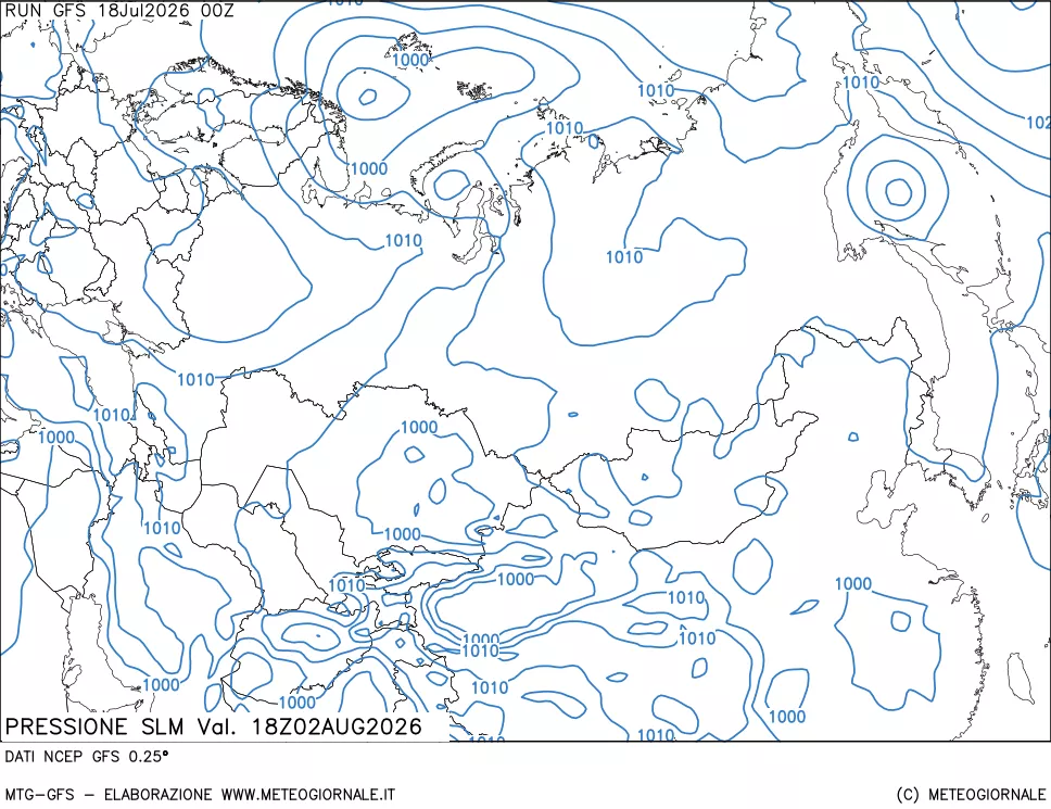 mappa Pressione sul livello del mare