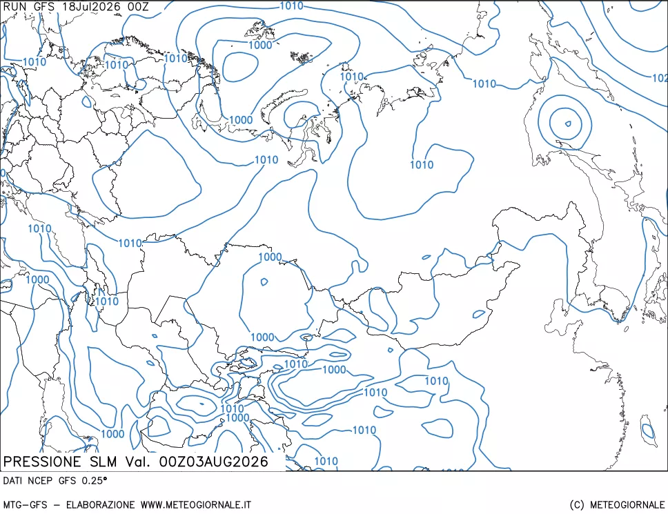 mappa Pressione sul livello del mare