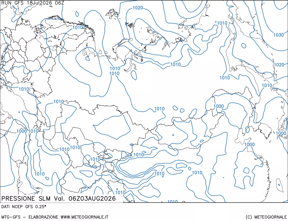 mappa Pressione sul livello del mare