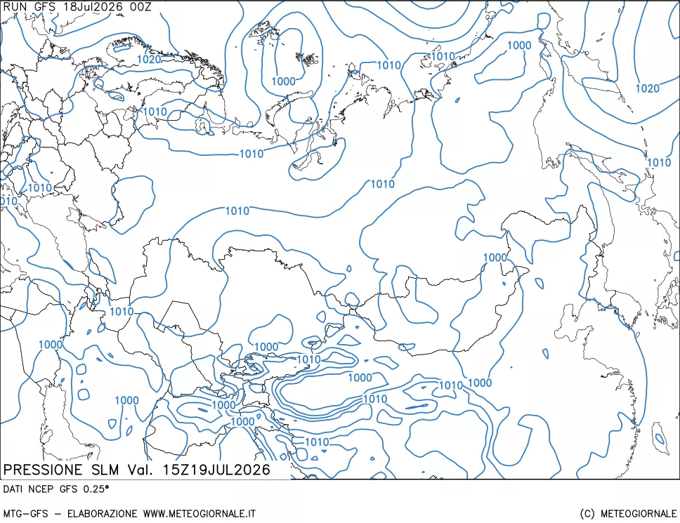 mappa Pressione sul livello del mare