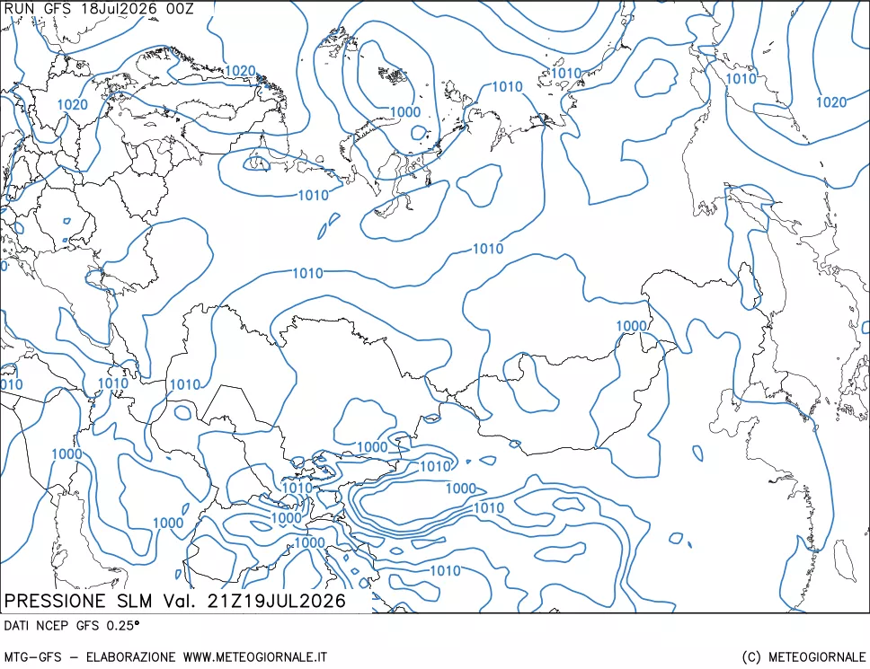 mappa Pressione sul livello del mare