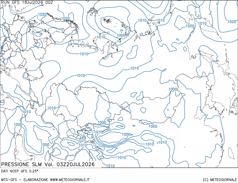 mappa Pressione sul livello del mare
