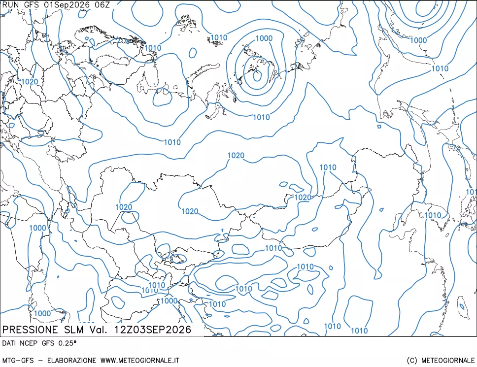 mappa Pressione sul livello del mare