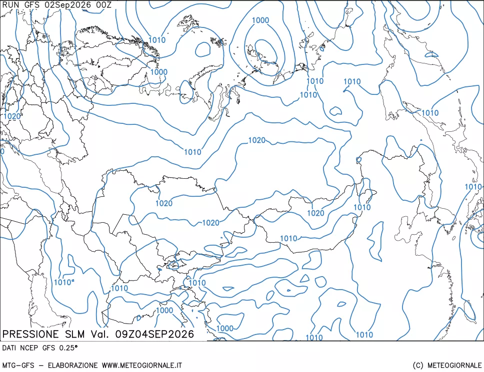 mappa Pressione sul livello del mare