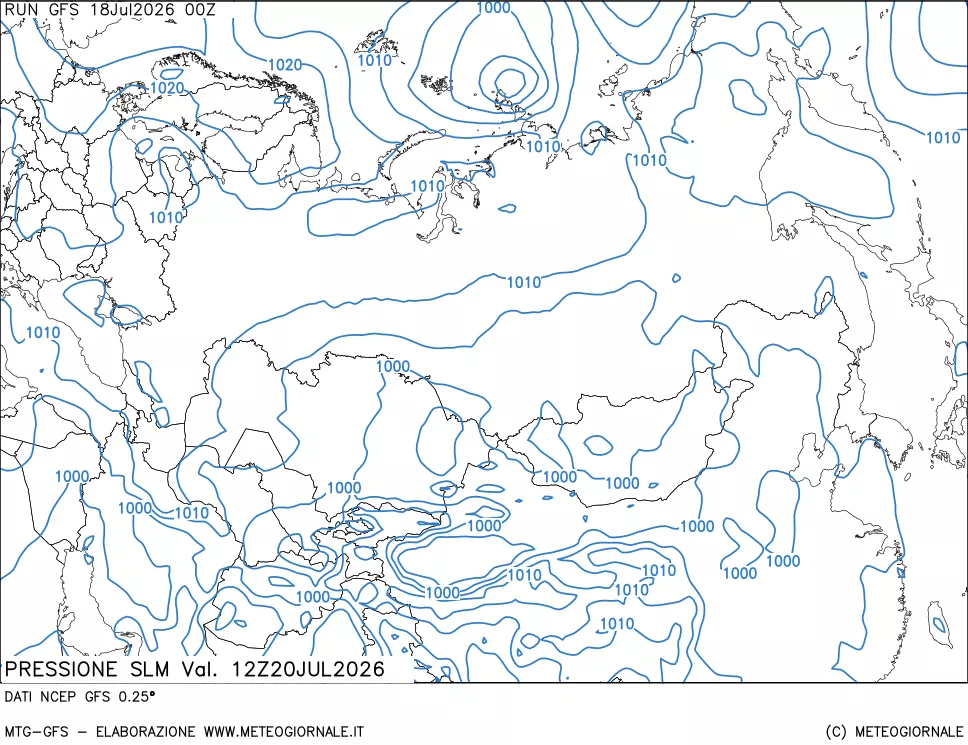 mappa Pressione sul livello del mare