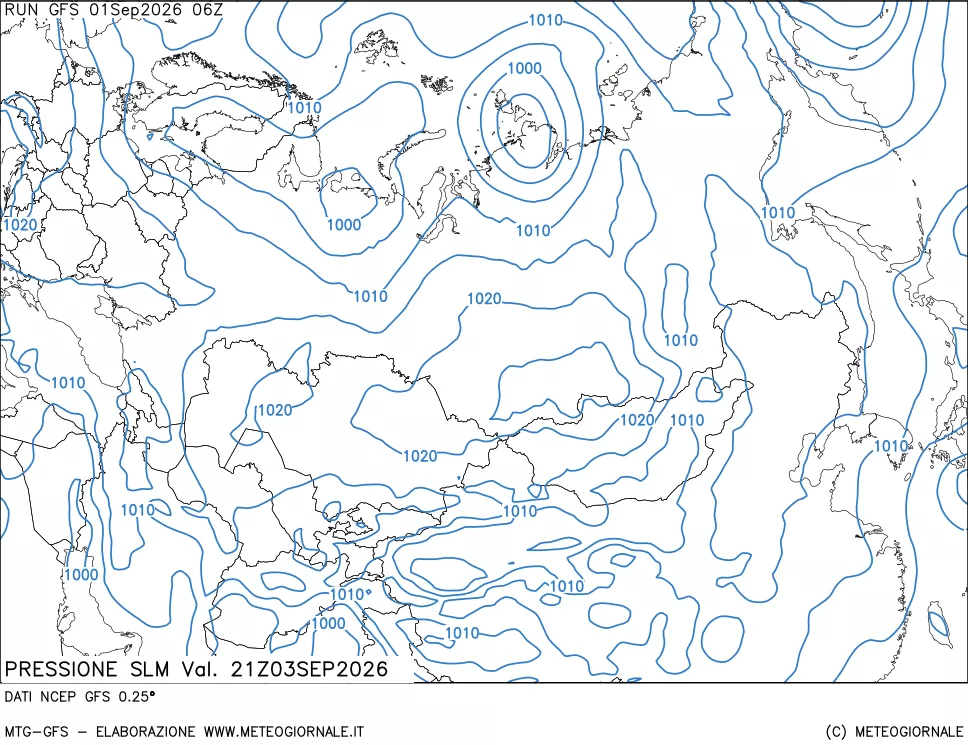 mappa Pressione sul livello del mare