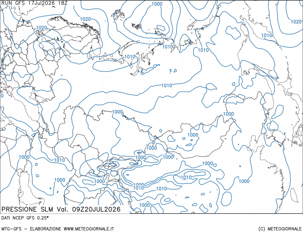mappa Pressione sul livello del mare