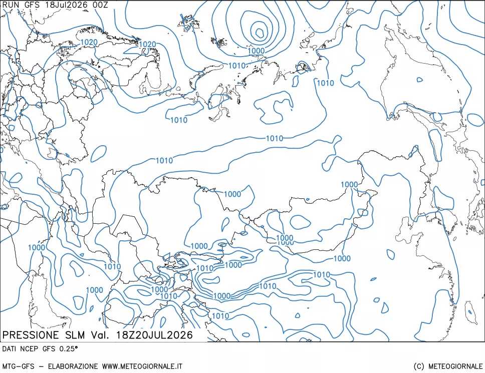 mappa Pressione sul livello del mare