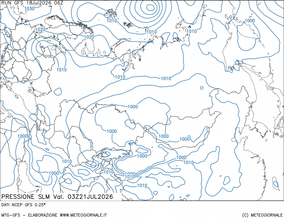 mappa Pressione sul livello del mare
