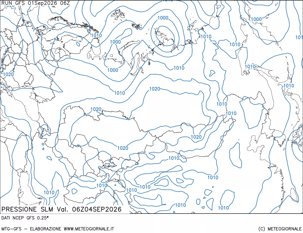 mappa Pressione sul livello del mare