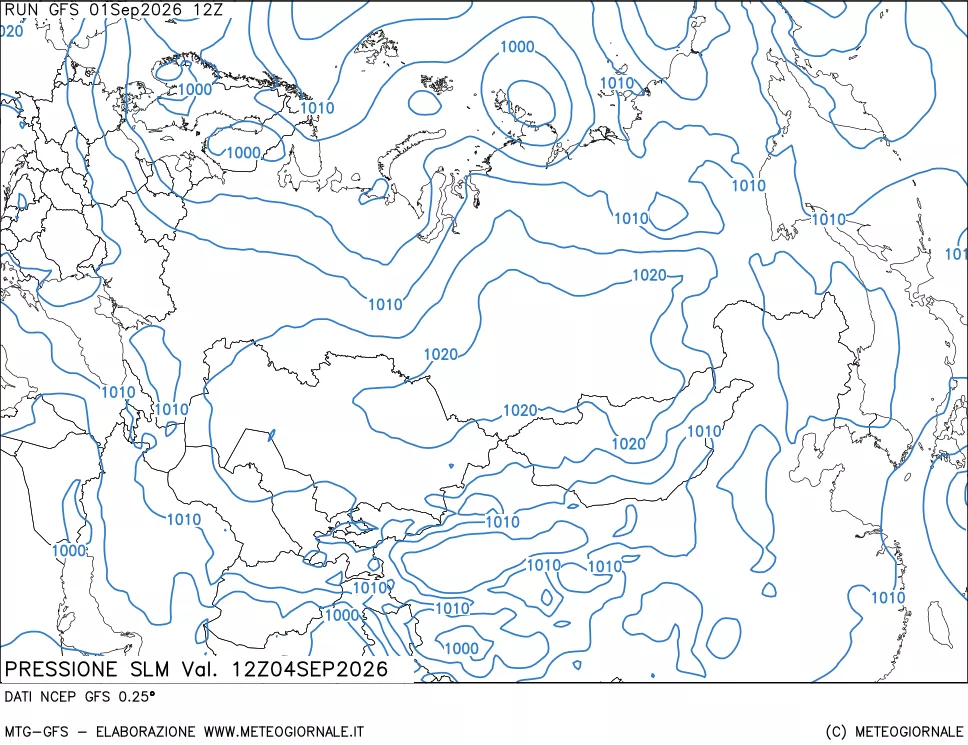 mappa Pressione sul livello del mare