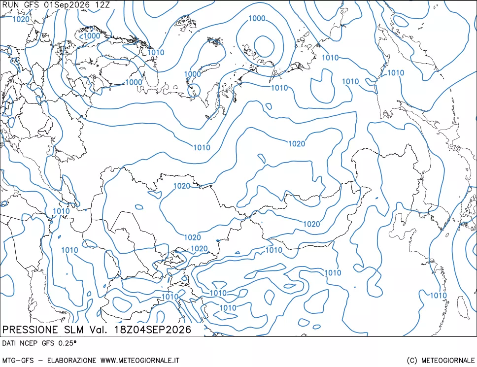 mappa Pressione sul livello del mare