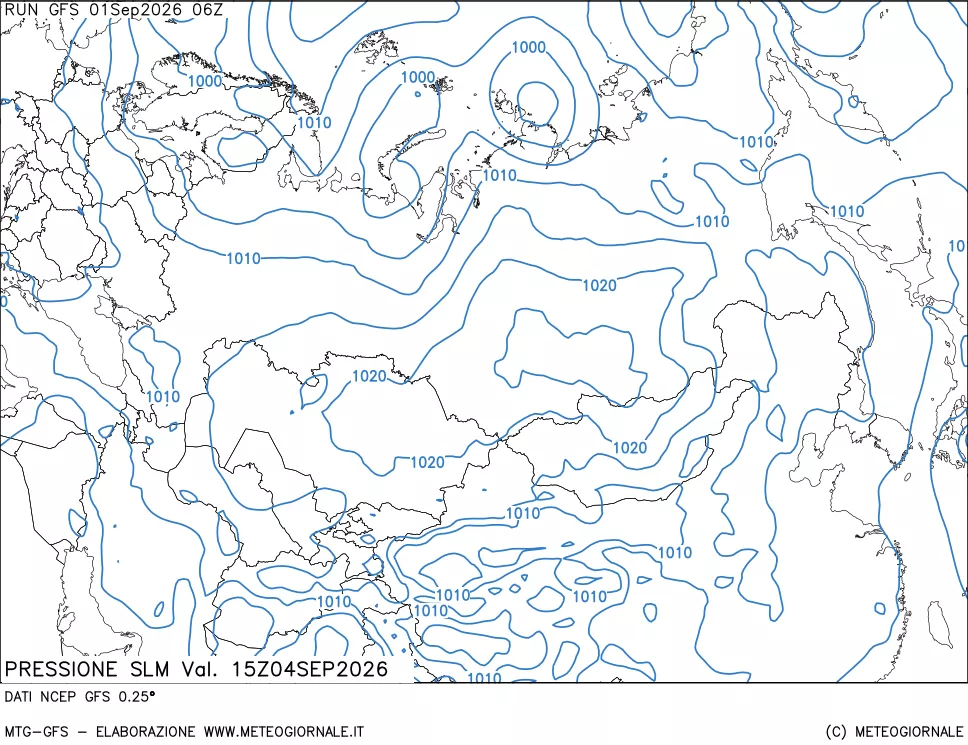 mappa Pressione sul livello del mare