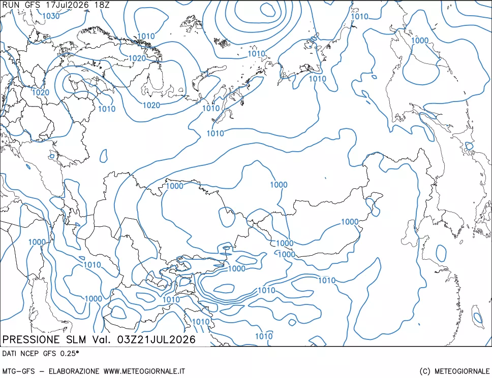 mappa Pressione sul livello del mare