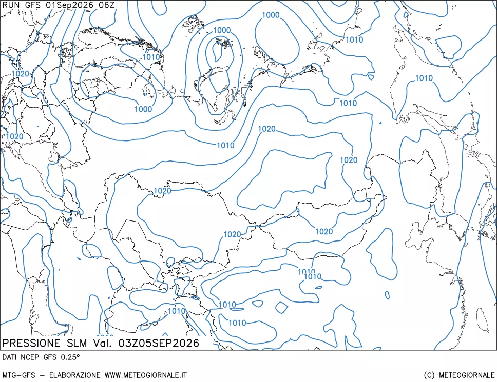 mappa Pressione sul livello del mare