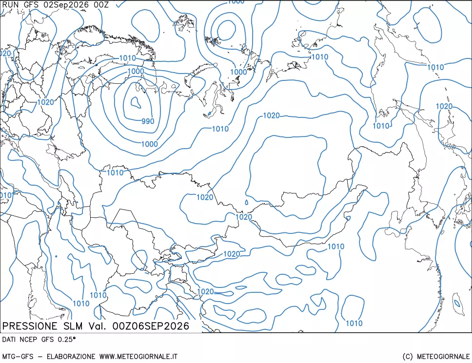 mappa Pressione sul livello del mare