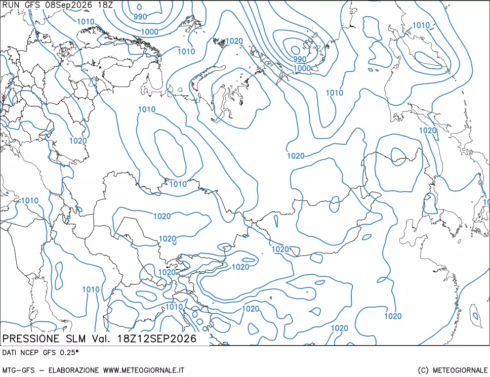 mappa Pressione sul livello del mare