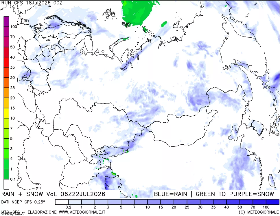 mappa Precipitazioni totali e nevose