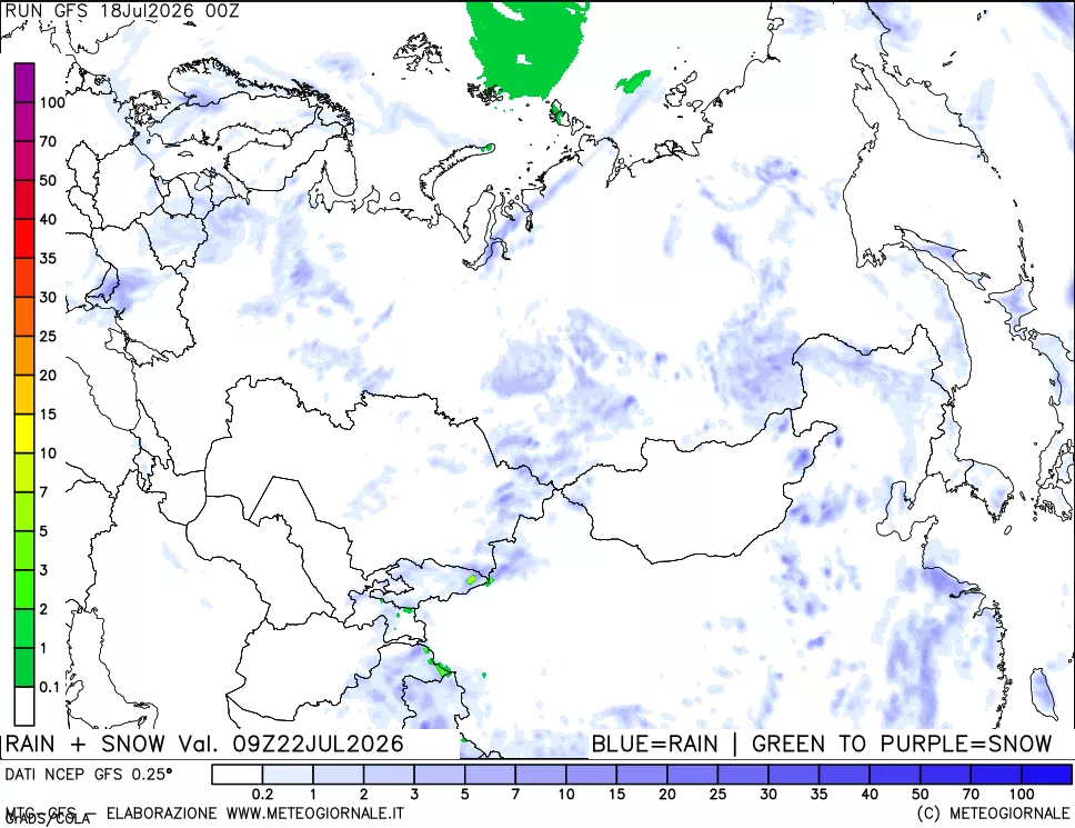 mappa Precipitazioni totali e nevose