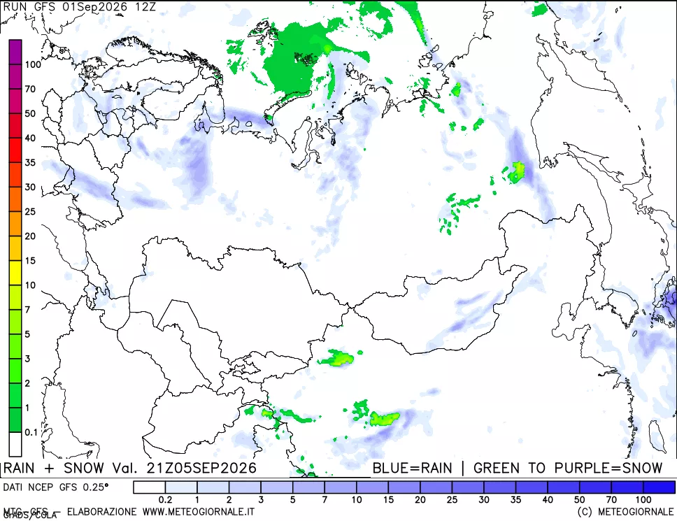 mappa Precipitazioni totali e nevose