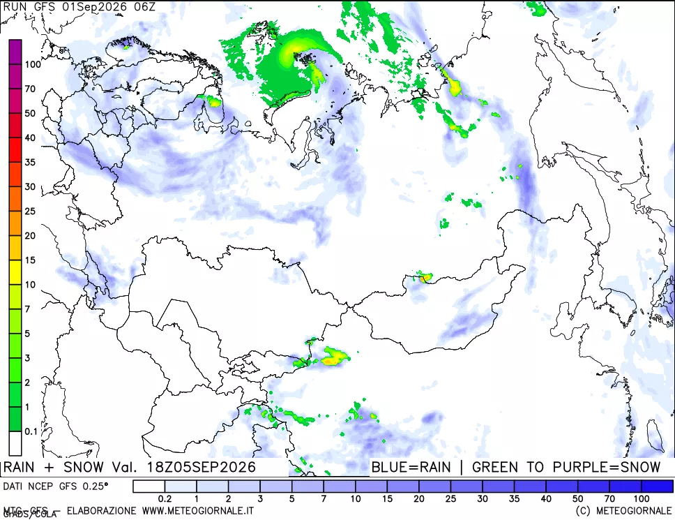 mappa Precipitazioni totali e nevose