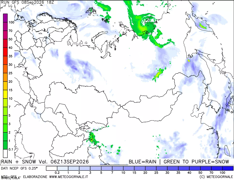 mappa Precipitazioni totali e nevose