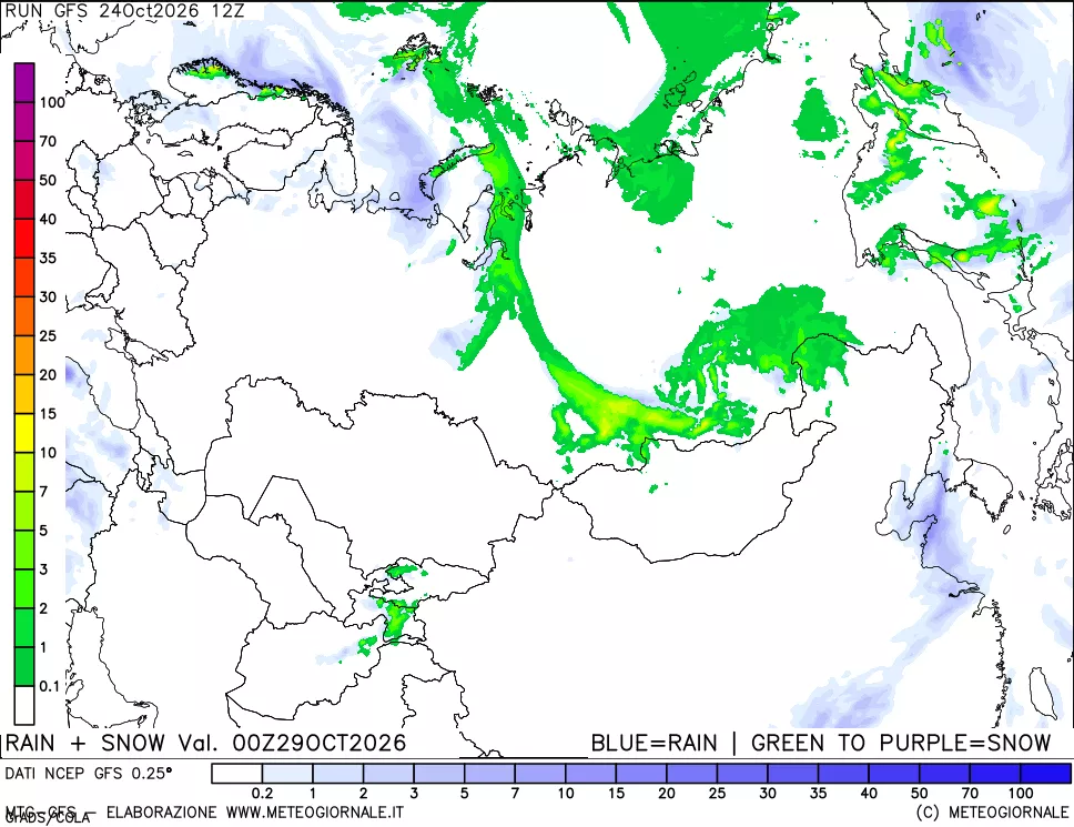 mappa Precipitazioni totali e nevose