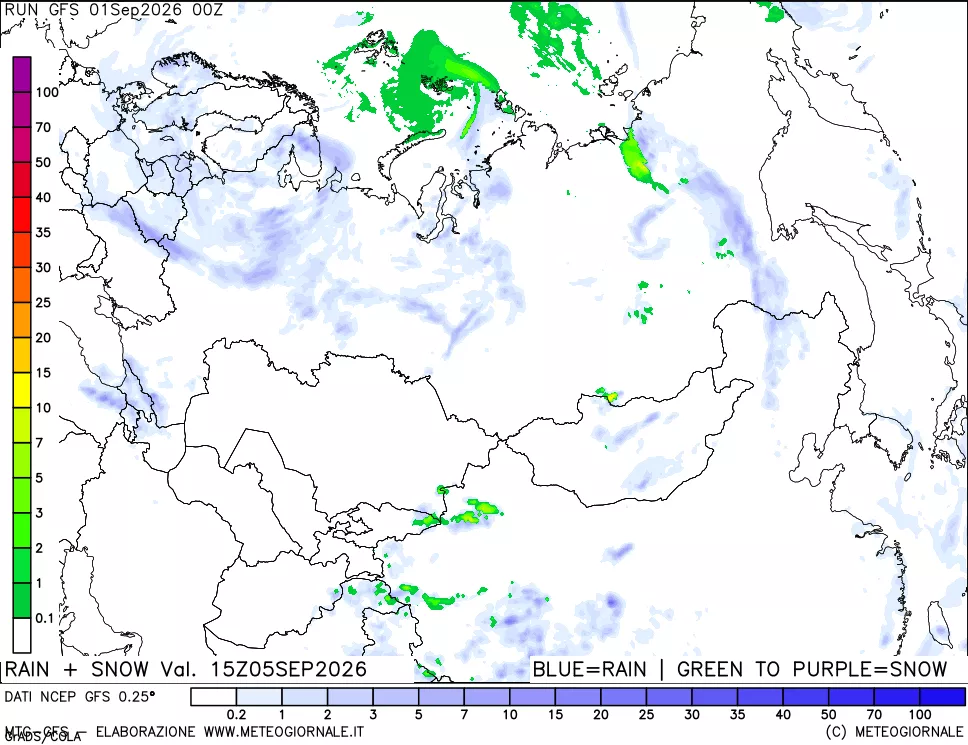 mappa Precipitazioni totali e nevose
