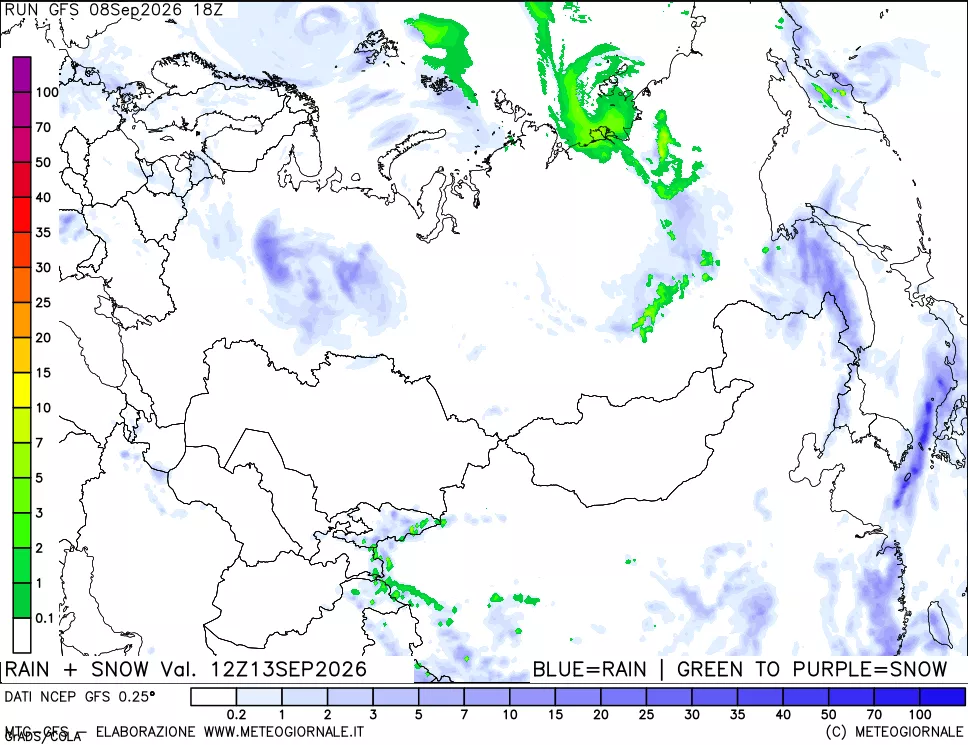 mappa Precipitazioni totali e nevose