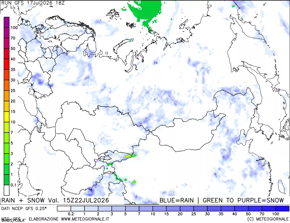 mappa Precipitazioni totali e nevose