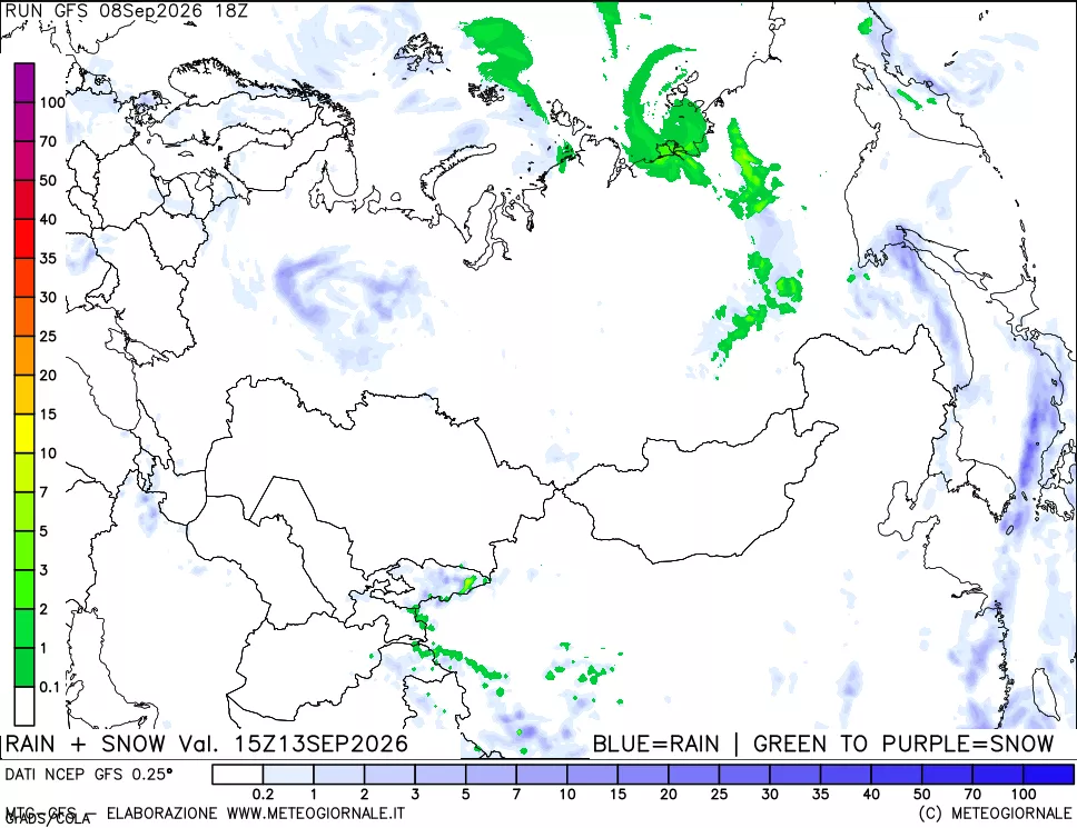 mappa Precipitazioni totali e nevose