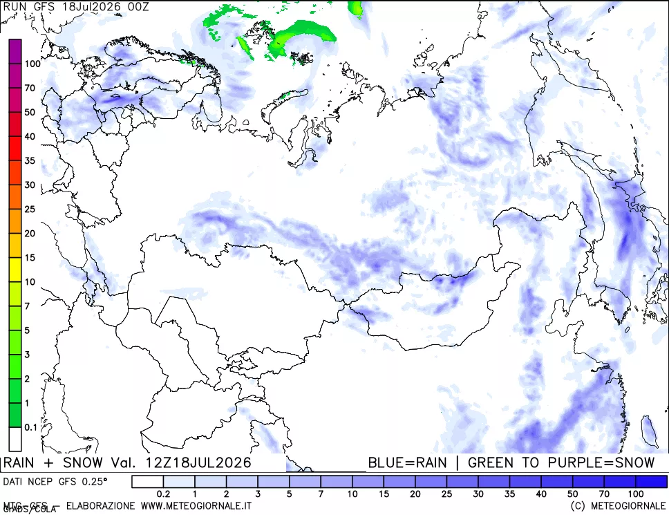 mappa Precipitazioni totali e nevose