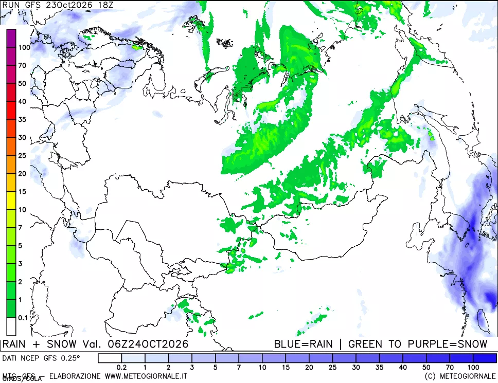 mappa Precipitazioni totali e nevose