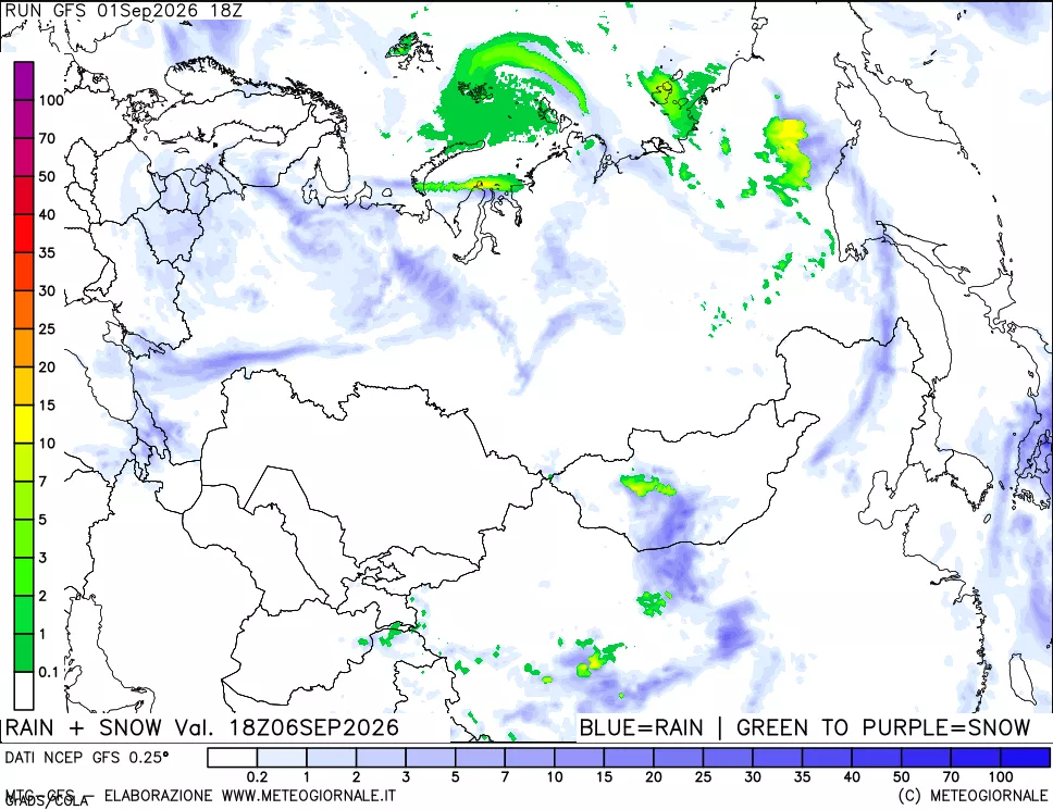 mappa Precipitazioni totali e nevose