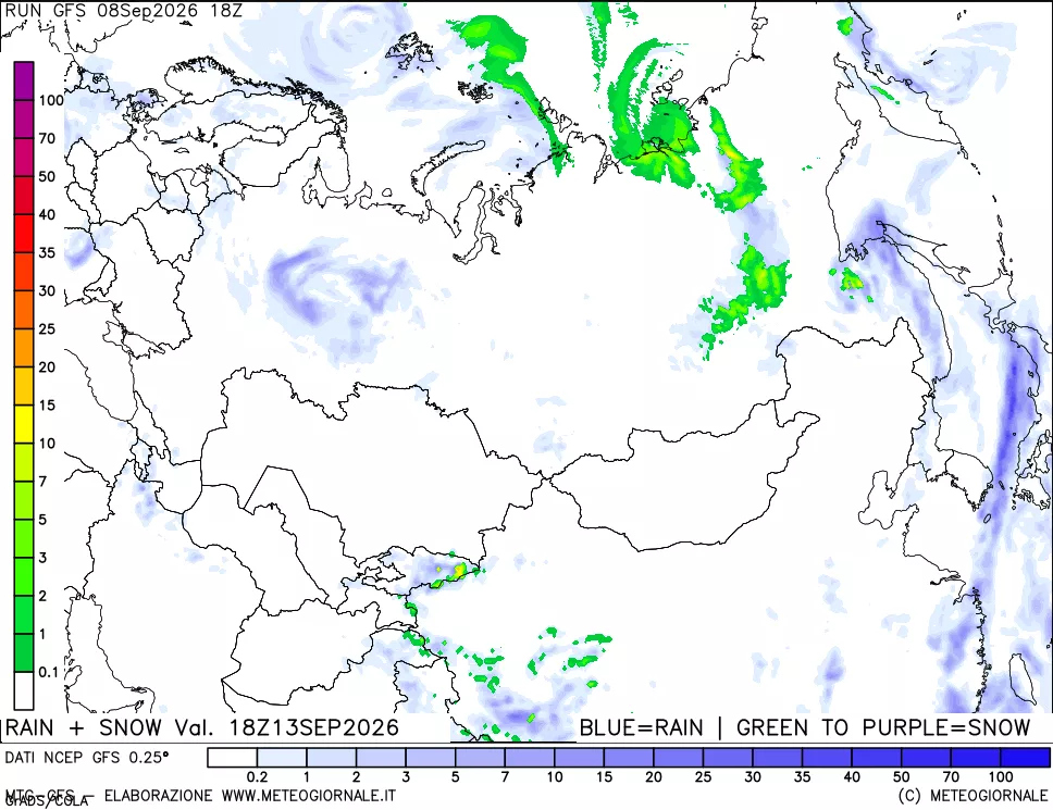 mappa Precipitazioni totali e nevose