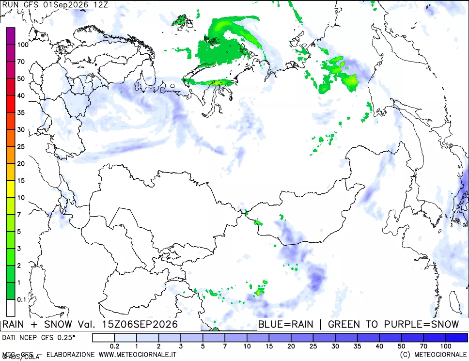 mappa Precipitazioni totali e nevose
