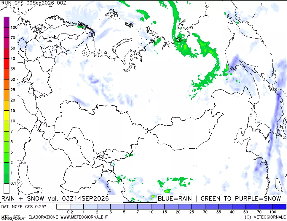 mappa Precipitazioni totali e nevose