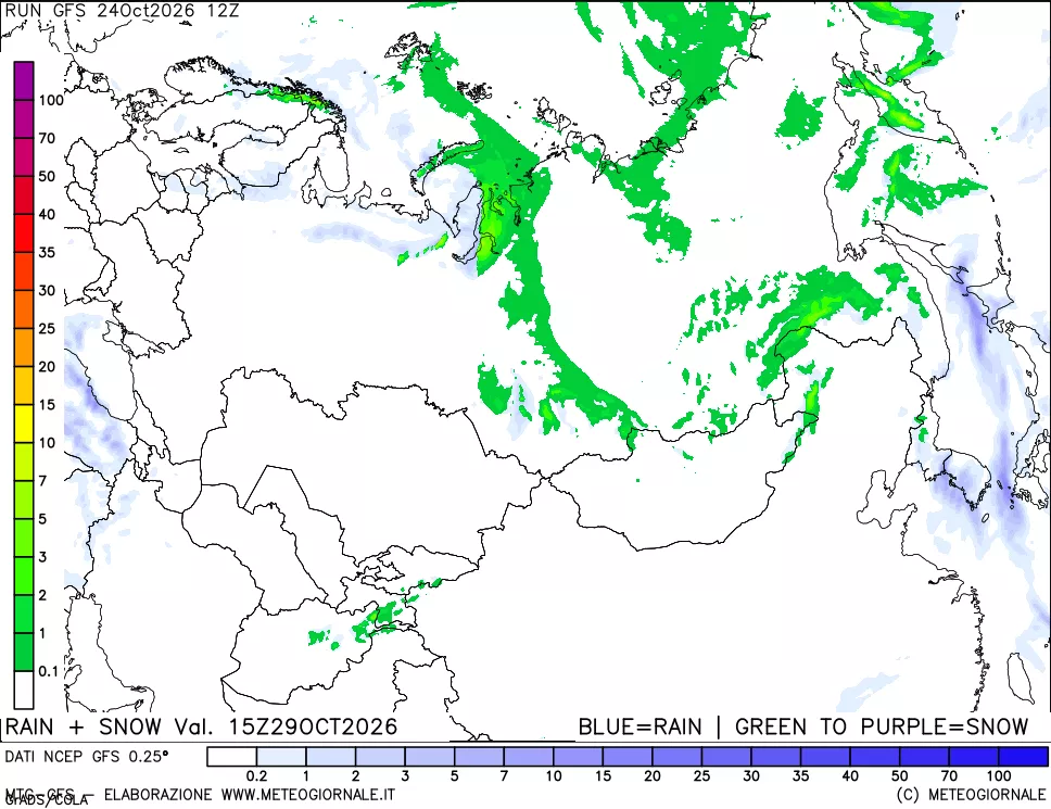 mappa Precipitazioni totali e nevose