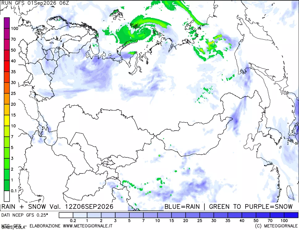 mappa Precipitazioni totali e nevose