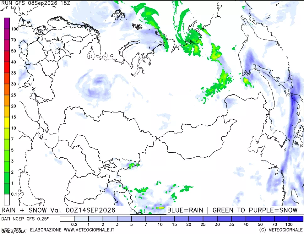 mappa Precipitazioni totali e nevose