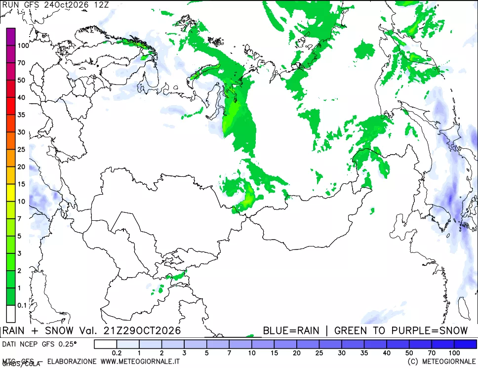 mappa Precipitazioni totali e nevose