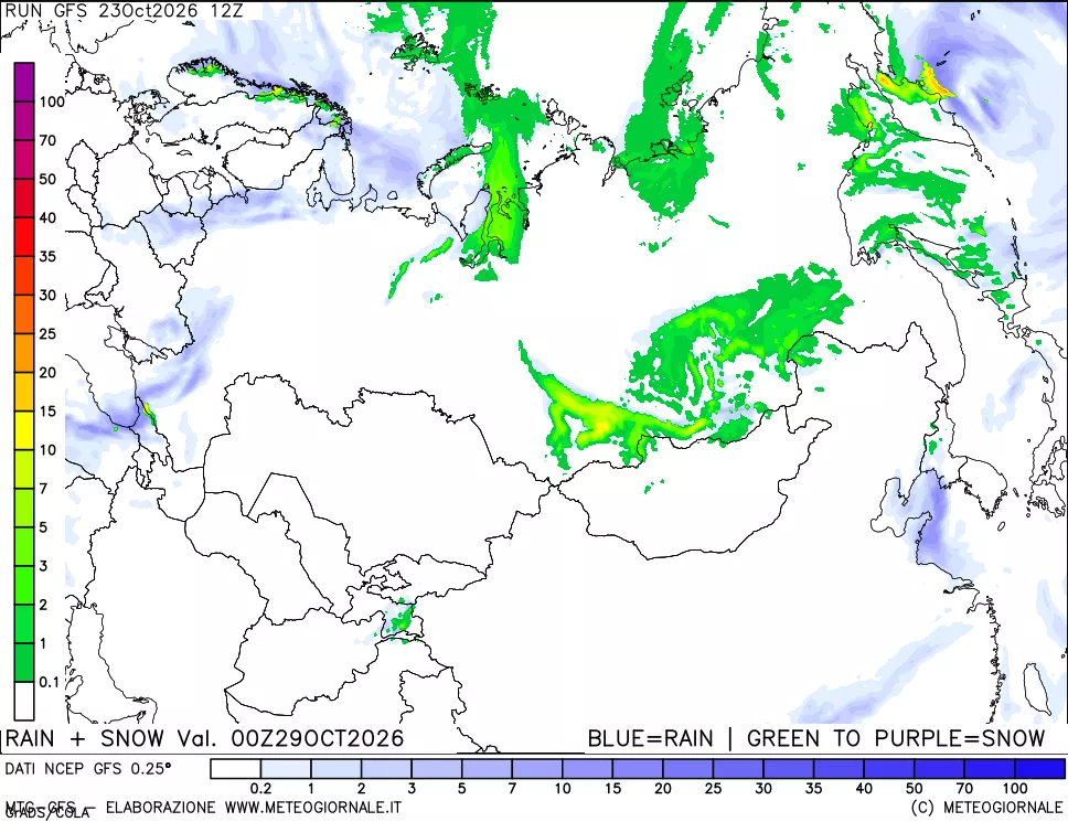 mappa Precipitazioni totali e nevose