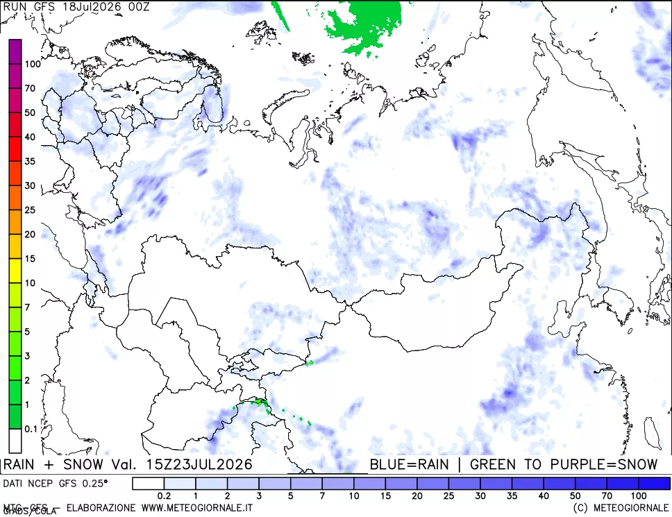mappa Precipitazioni totali e nevose
