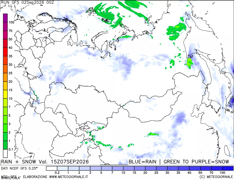 mappa Precipitazioni totali e nevose
