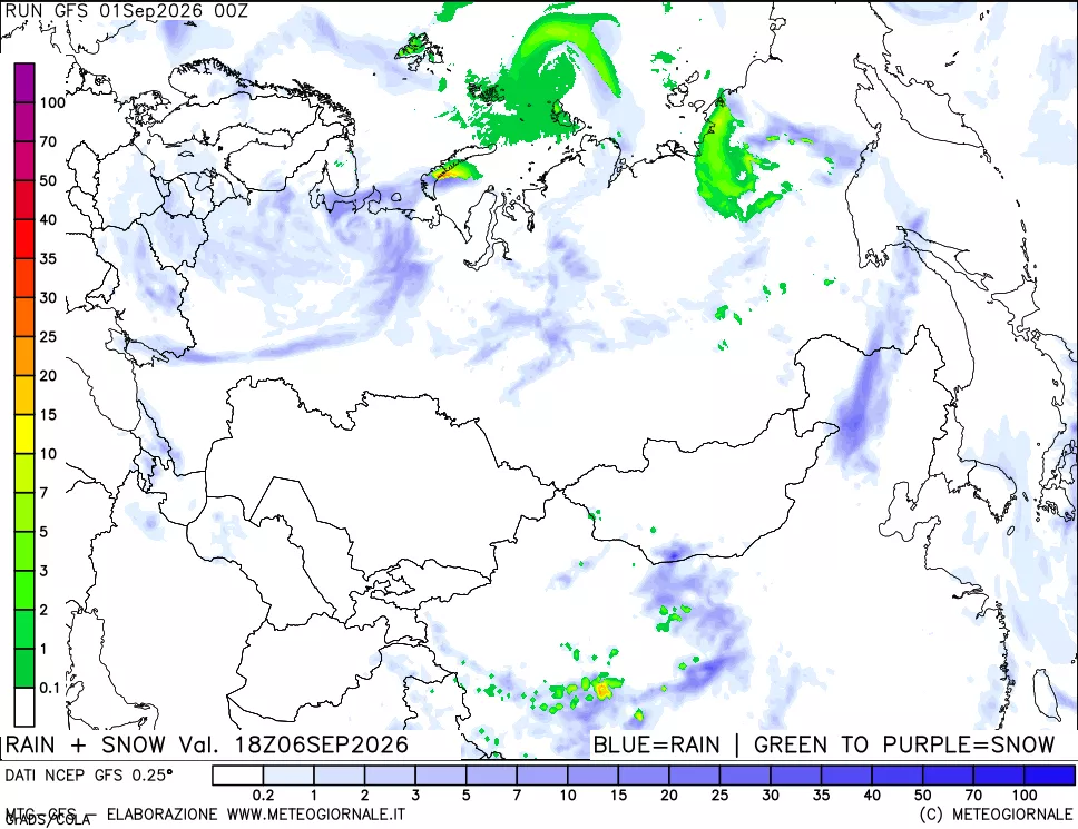 mappa Precipitazioni totali e nevose