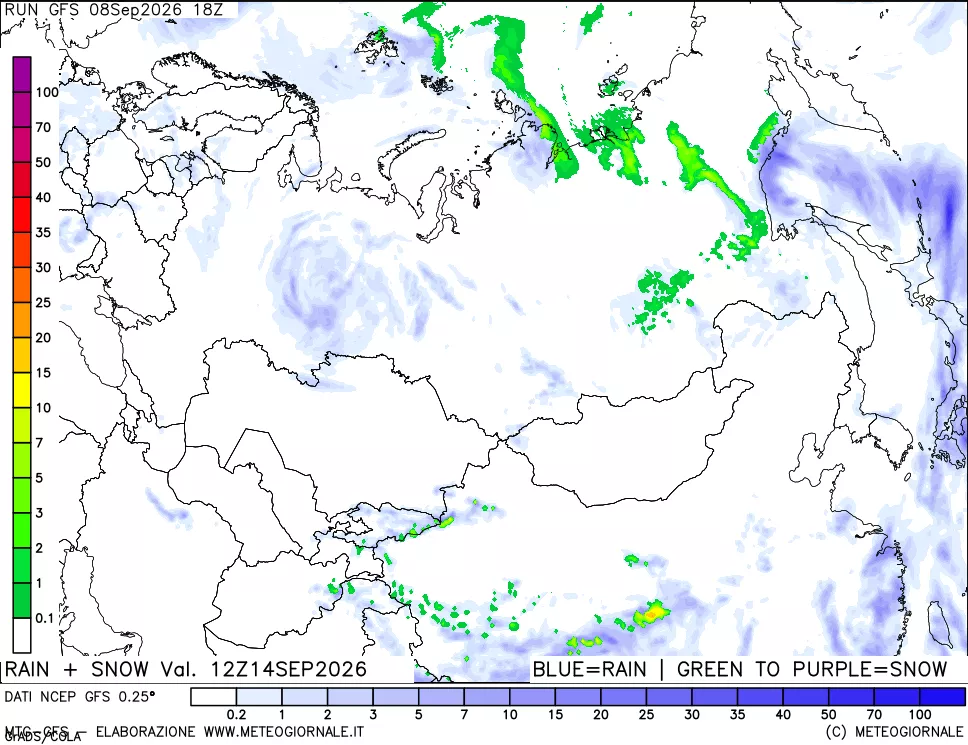 mappa Precipitazioni totali e nevose