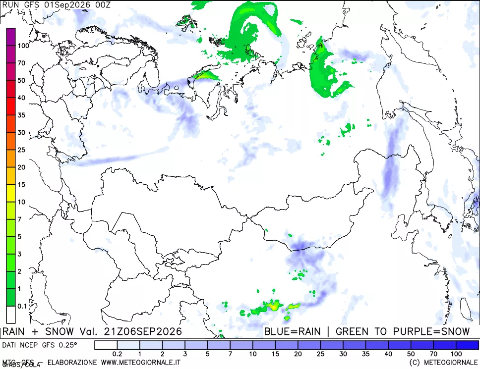 mappa Precipitazioni totali e nevose